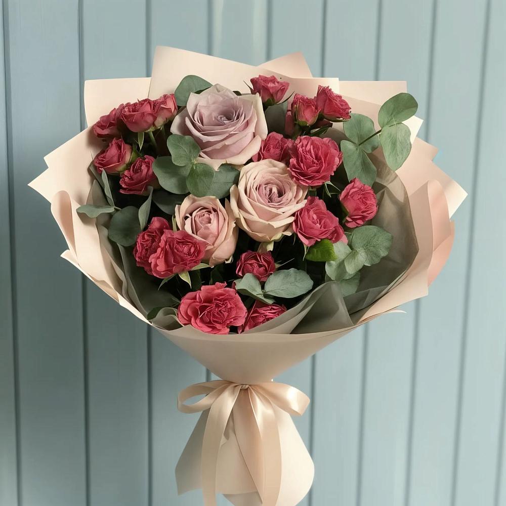 Букет цветов из: Гвоздики и Розы в Комсомольске Ивановской области