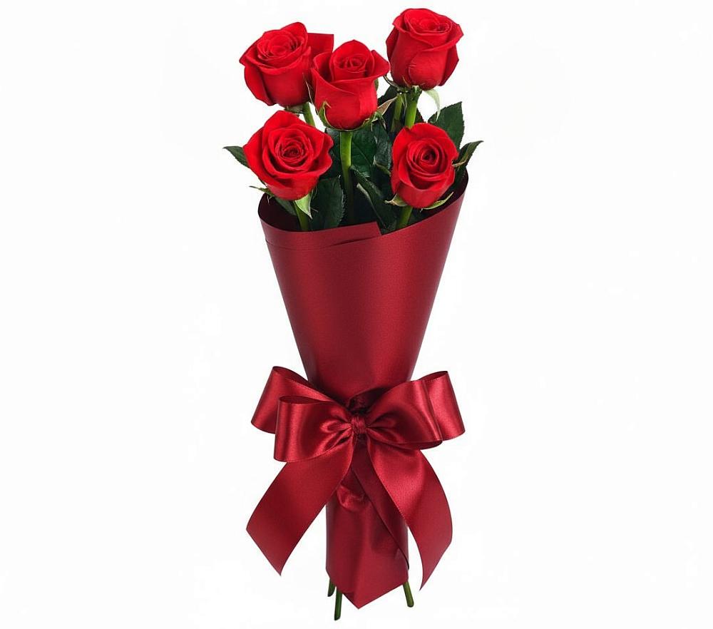 Букет 5 Красных роз Эдлесс Лав в Комсомольске Ивановской области