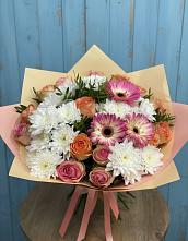 Букет цветов из:  Розы, Герберы и Хризантемы #REPLACE_PRED# Комсомольске Ивановской области