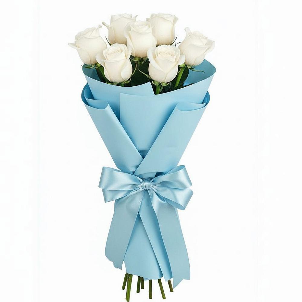 Букет 7 белых роз Проуд в Комсомольске Ивановской области
