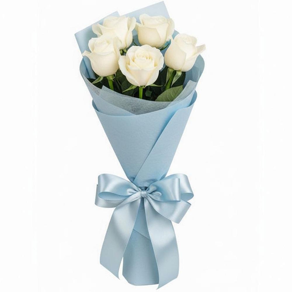 Букет 5 Белых роз Проуд в Комсомольске Ивановской области