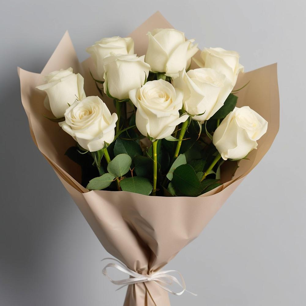Букет 9 Белых роз Эдлесс Лав в Комсомольске Ивановской области