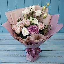 Букет цветов из:  Розы и Лизиантусы в Комсомольске Ивановской области