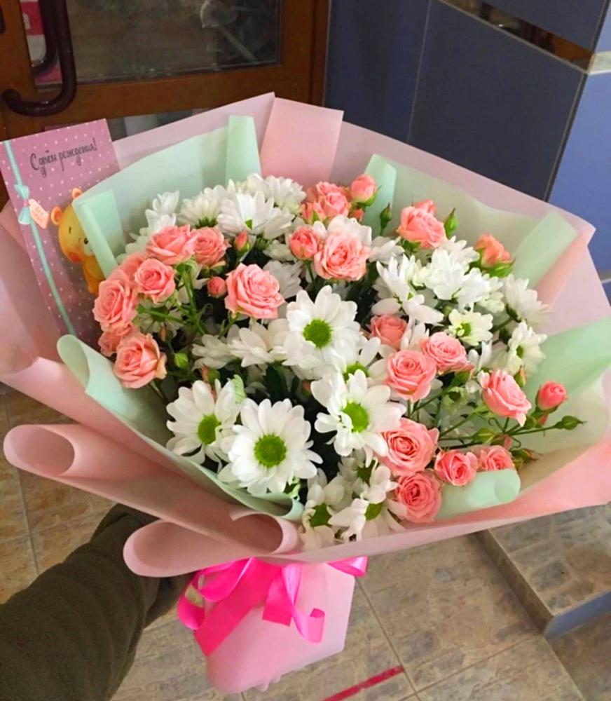 Букет цветов из: Розы и Хризантемы в Комсомольске Ивановской области