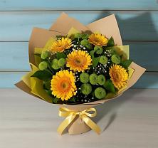 Букет цветов из:  Герберы и Хризантемы в Комсомольске Ивановской области