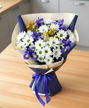 Букет цветов из:  Розы, Ирисы и Хризантемы в Комсомольске Ивановской области