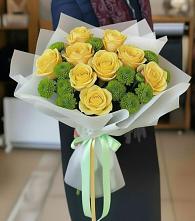 Букет цветов из:  Хризантемы и Розы в Комсомольске Ивановской области