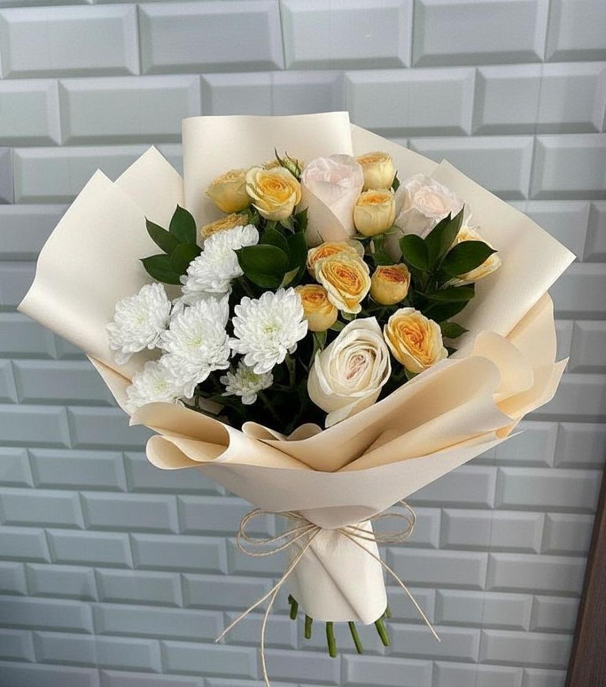 Букет цветов из: Розы и Хризантемы в Комсомольске Ивановской области