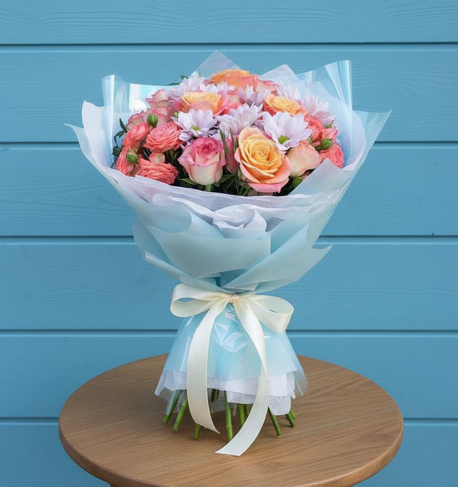 Букет цветов из: Хризантемы и Розы в Комсомольске Ивановской области