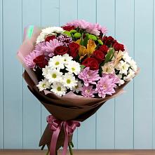 Букет цветов из:  Розы, Хризантемы и Альстромерии в Комсомольске Ивановской области