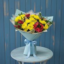 Букет цветов из:  Альстромерии и Хризантемы в Комсомольске Ивановской области